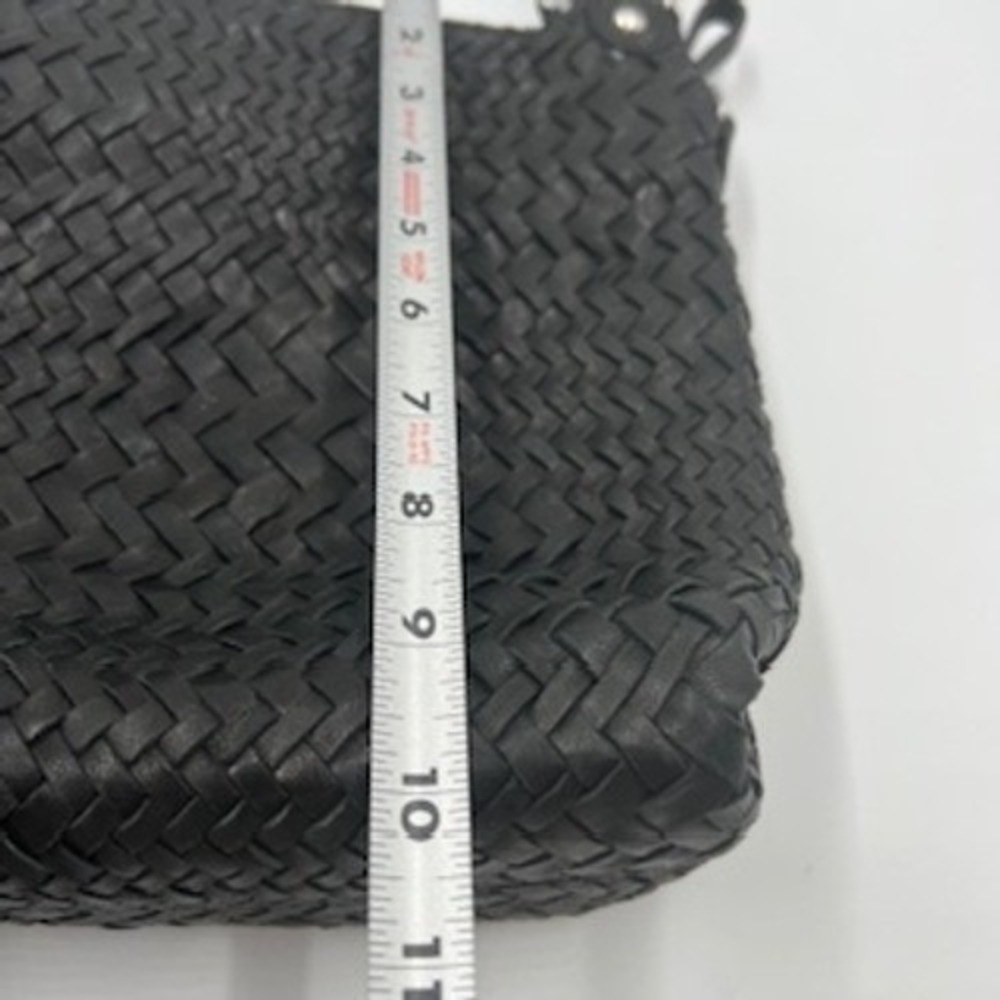 Enzo Poli Black Woven Leather Hobo Shoulder Bag‎ Silver Hardware Medium - Picture 13 of 16